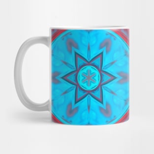 Mosaic Kaleidoscope Flower Blue and Red Mug